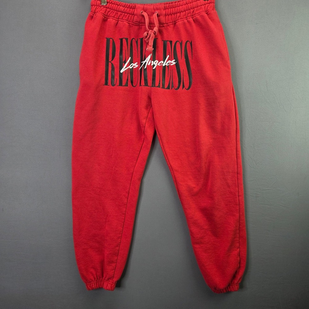 Young & Reckless Joggers Los Angeles Graphic Sweatpants Medium Red Streetwear